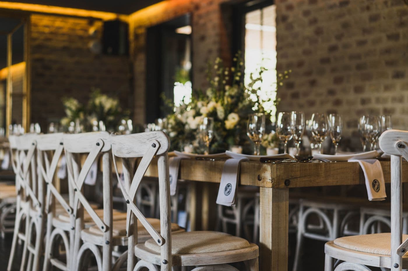 A rehearsal dinner table setting